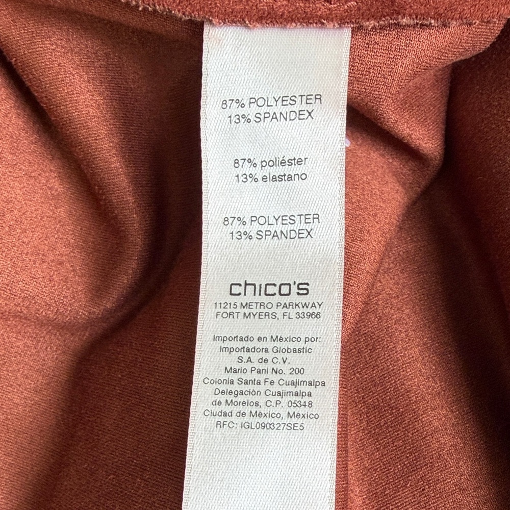 Chico’s Open Front Faux Suede Long Jacket in Rust Brown - Picture 9 of 10